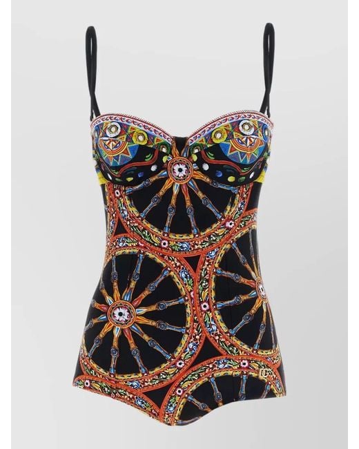 Dolce & Gabbana Multicolor Printed One-Piece Swimsuit