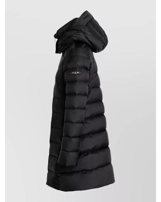 Tatras Black Long Hooded Quilted Coat Elastic Cuffs