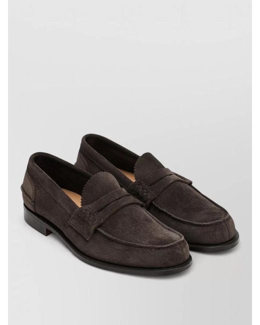 Church's Brown Suede Penny Strap Loafers Round Toe for men