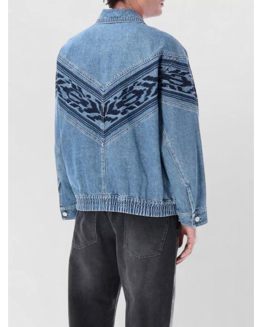 Isabel Marant Blue Julian Bomber Jacket Dropped Shoulders Embroidery for men