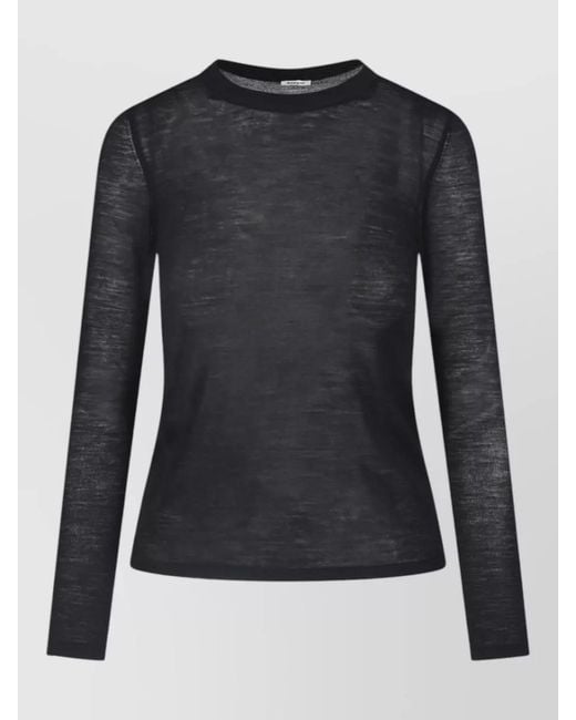 Aspesi Black Lightweight Crew Neck Top Long Sleeves