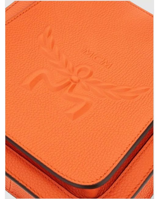 MCM Orange Mini Leather Crossbody Bag