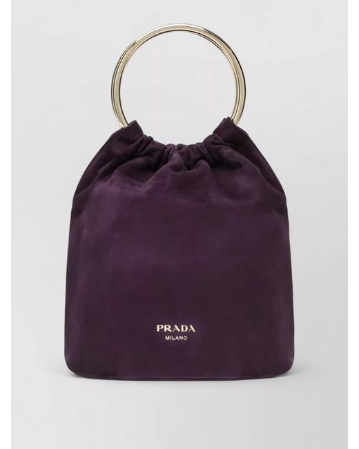 Prada Purple Bucket Bag Ring Handle Leather Design