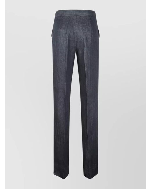 Max Mara Blue Desert Tailored Trousers Belt Loops Pleats