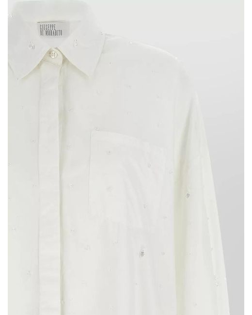 GIUSEPPE DI MORABITO White Crystal-Embellished Cotton Shirt