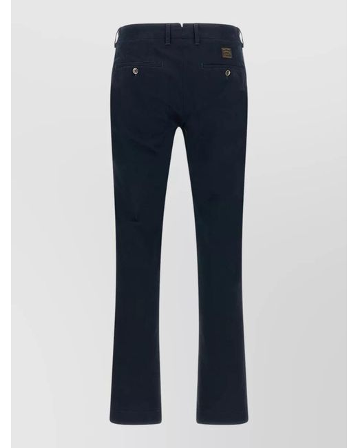 Incotex Blue Cotton Trousers Featuring Front And Back Pockets for men