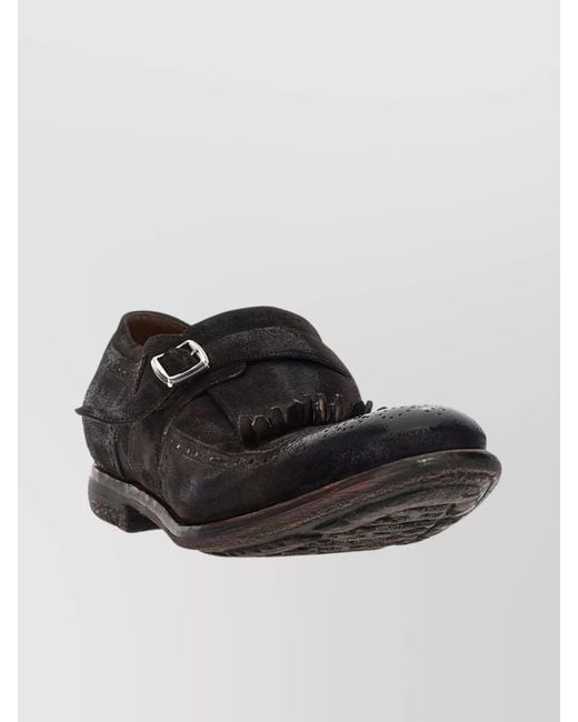 Church's Black Fringed Round Toe Perforated Loafers for men