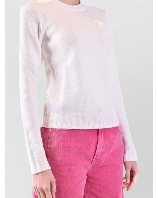 Dondup Pink Crew Neck Knit Sweater Long Sleeves
