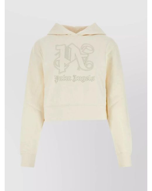 Palm Angels White Cotton Hooded Sweatshirt