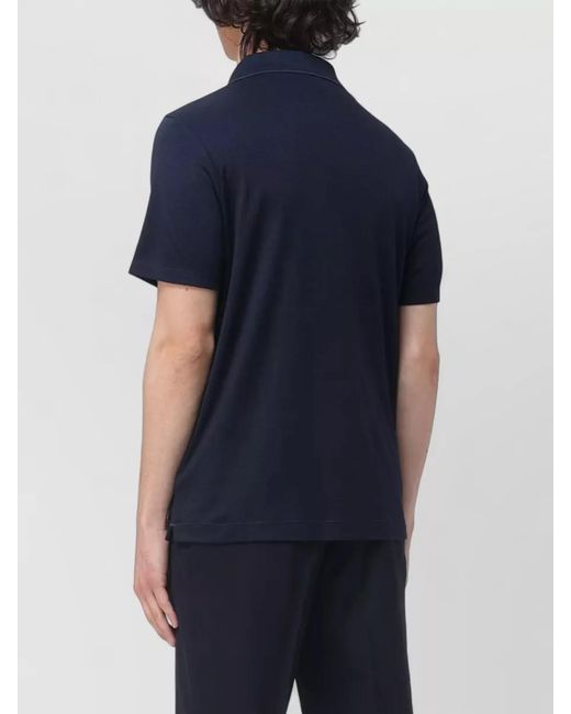 Paul & Shark Blue Cotton Lyocell Polo Shirt Short Sleeves for men