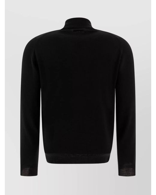 John Smedley Black Merino Wool Half-Zip Sweater for men