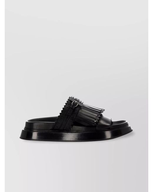 McQueen Black Leather Slippers