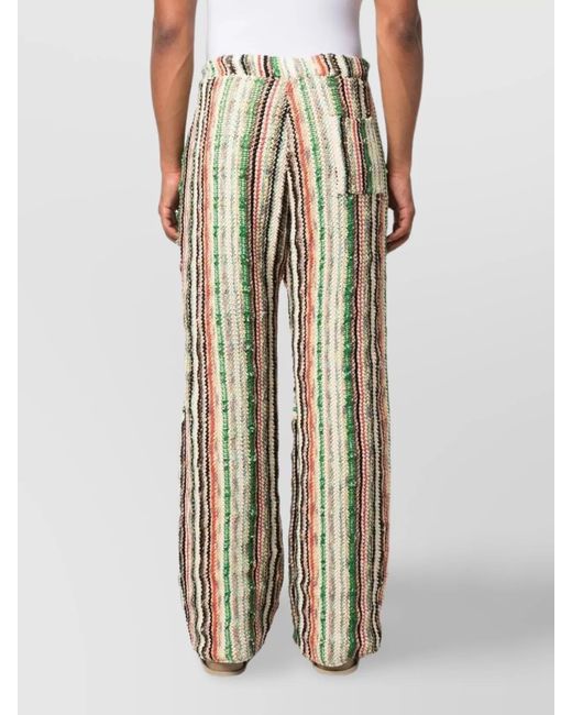 VITELLI Natural Striped Wide-Leg Trousers for men