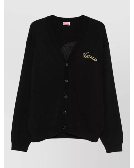 KENZO Black Rws Jumping Tiger V Neck Cardigan for men