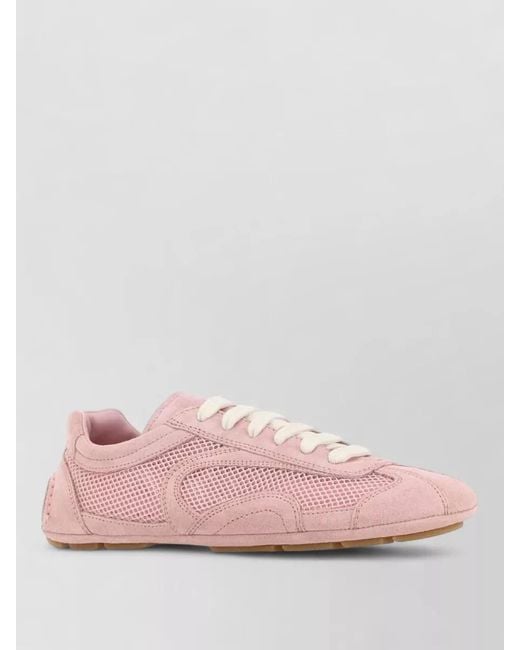 Prada Pink Suede Low-Top Sneakers