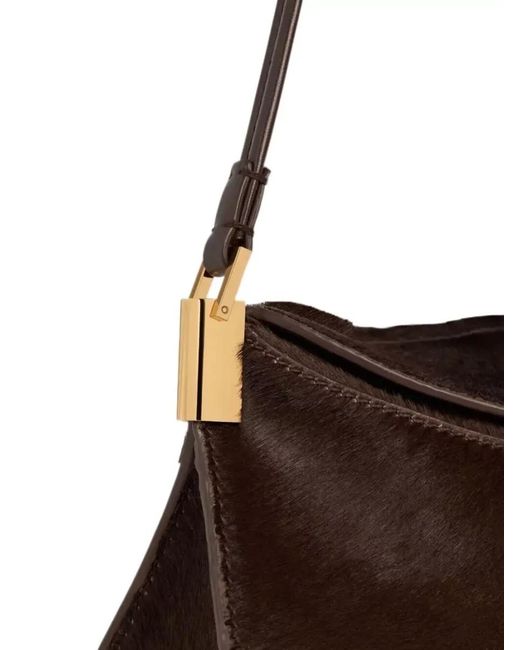 Balmain Brown Small Pony Leather Clutch Bag
