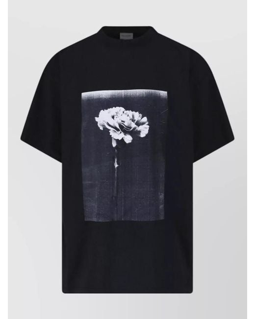 Balenciaga Black Crew Neck Graphic Print Regular Fit T-Shirt for men