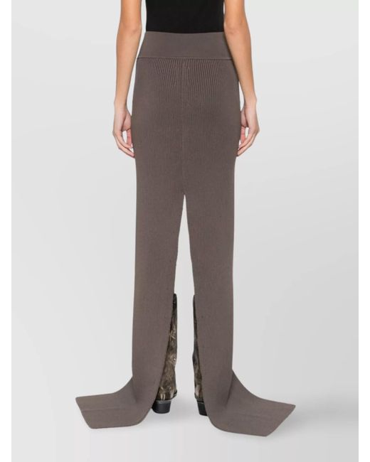 Rick Owens Brown Wool Long Skirt