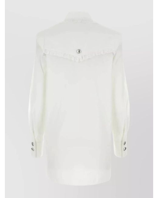 Alessandra Rich White Cotton Poplin Shirt Dress