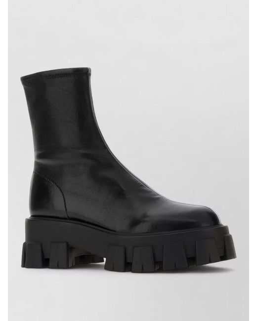Prada Black Nappa Leather Monolith Ankle Boots Chunky Sole