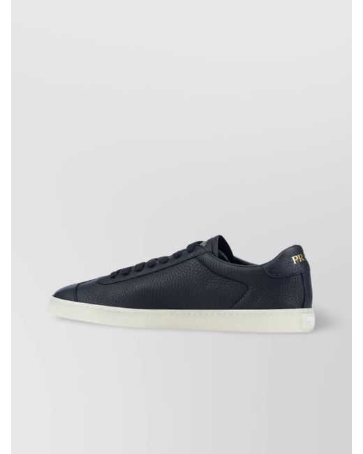Prada Blue Leather Low-Top Sneakers for men