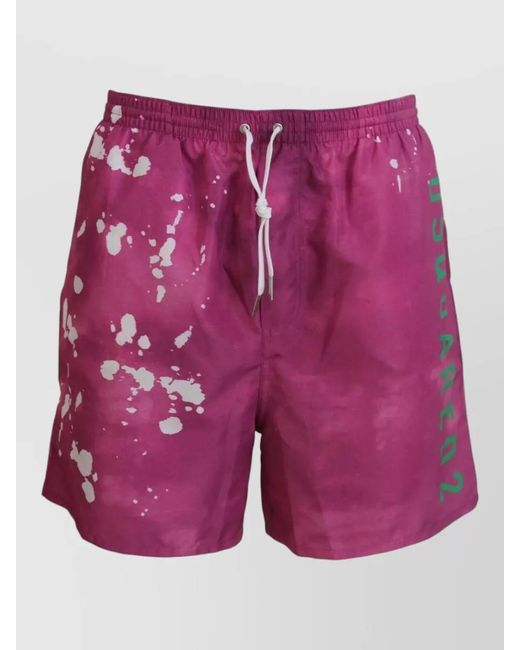 DSquared² Pink Tie Dye Logo Beachwear Swim Shorts for men