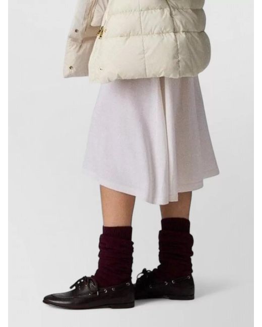 Peuterey White Long Quilted Jacket High Collar Side Pockets