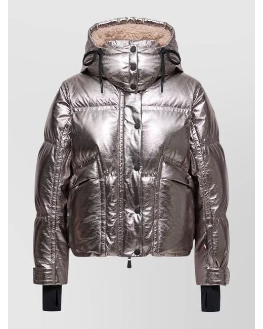 Moncler Gray Moncler Calaque Metallic Hooded Insulated Ski Jacket