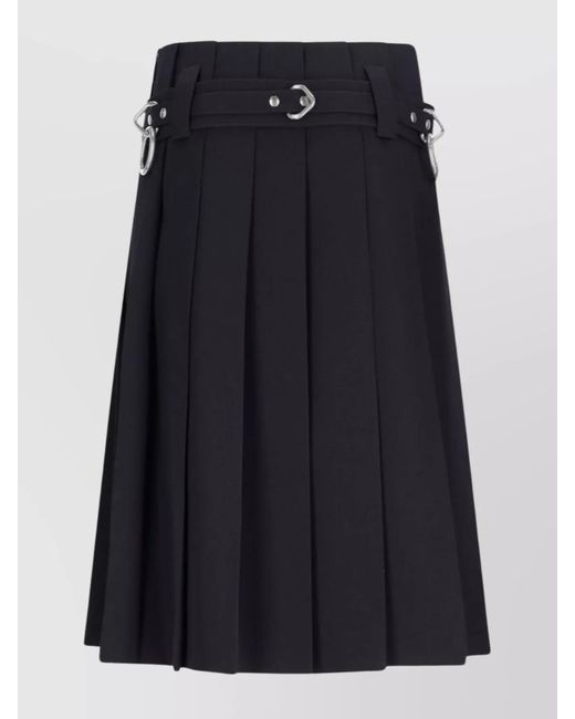 Prada Black Wool Midi Pleated Skirt