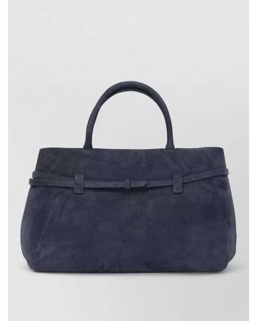 MANU Atelier Blue Le Cambon 35 Medium Suede Tote Bag