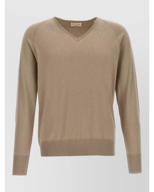 Ma'ry'ya Natural Fine Cotton Sweater V Neck Long Sleeves for men