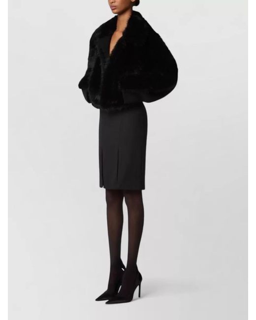 Nina Ricci Black Faux Fur Long-Sleeve Coat