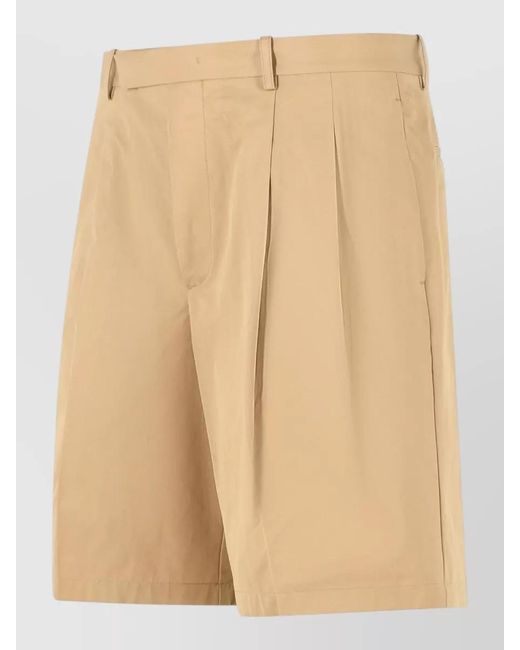Jil Sander Natural Cotton Bermuda Shorts Pleats Belt Loops for men