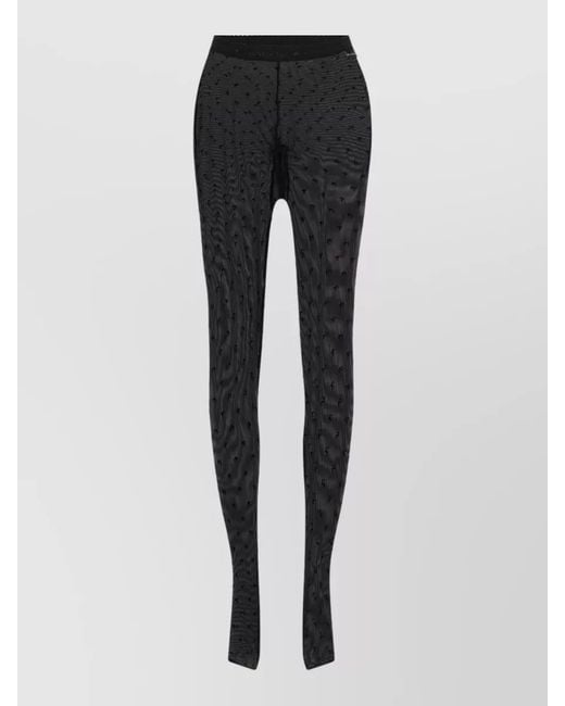 MARINE SERRE Black High Waist Mesh Tights Moon Motif