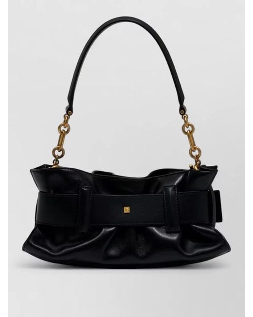 Balmain Black Anthem Mini Leather Shoulder Bag Buckle