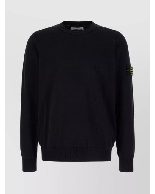 Stone Island Blue Cotton Sweater With Detachable Logoed Label for men