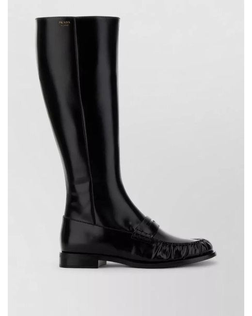 Prada Black Leather Knee-High Boots