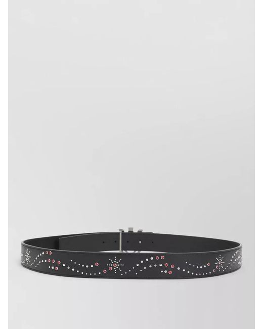 Amiri Gray Leather Studded Belt for men