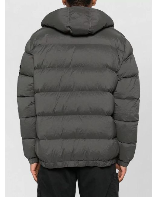 Stone Island Gray Down Hooded Padded Coat for men