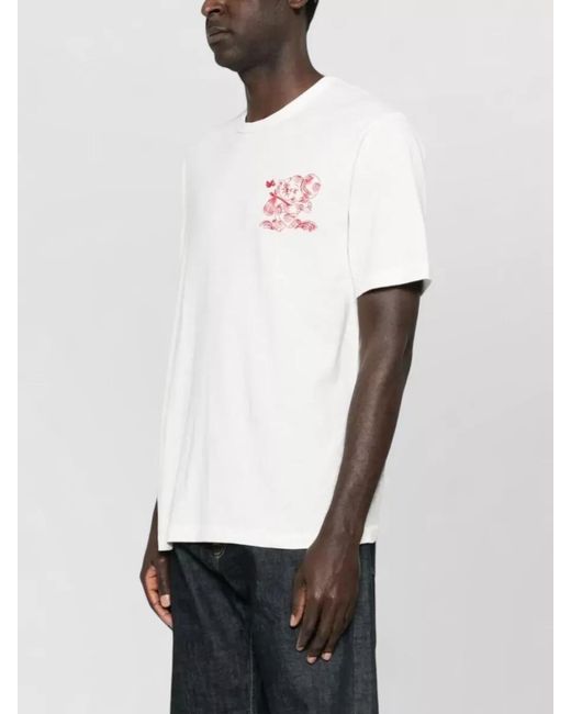 KENZO White Cotton Embroidered T-Shirt for men