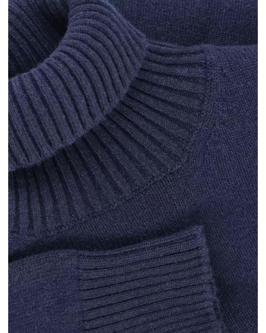 Drumohr Blue Knit Crew Neck Sweater Warm Fabric for men