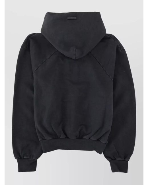 Fear Of God Black Hooded Top Featuring Front Pocket Design for men