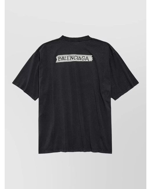 Balenciaga Black Cotton Relaxed-Fit Crewneck T-Shirt for men