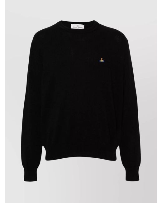 Vivienne Westwood Black Cashmere Blend Fine Knit Crew Neck Jumper for men
