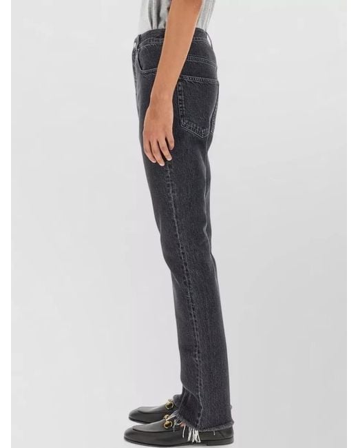 Gucci Gray Denim Pants Label Detail Five Pockets for men