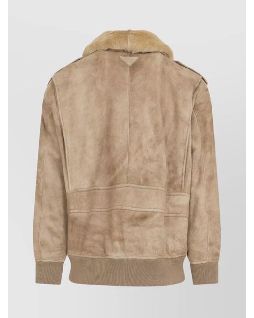 Prada Natural Suede Bomber Jacket