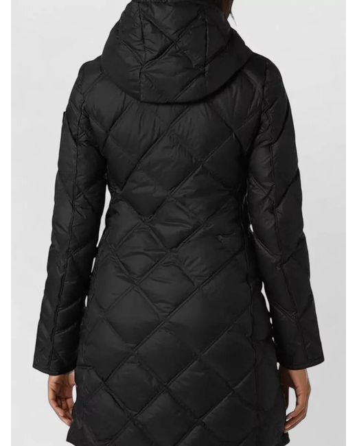 Peuterey Gray Long Hooded Jacket Front Pockets Quilted Design