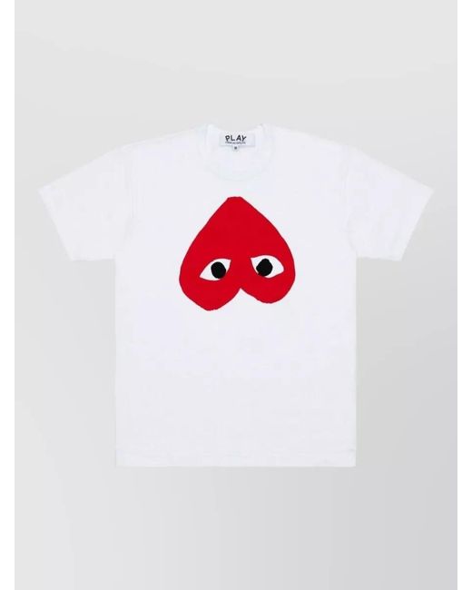 Comme des Garçons Red Crew Neck Graphic Print Short Sleeve Top