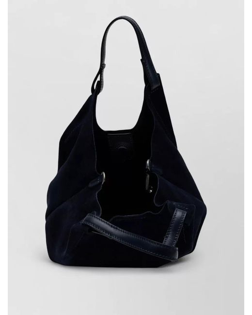 Gianni Chiarini Black Suede Shoulder Tote Bag Adjustable Strap