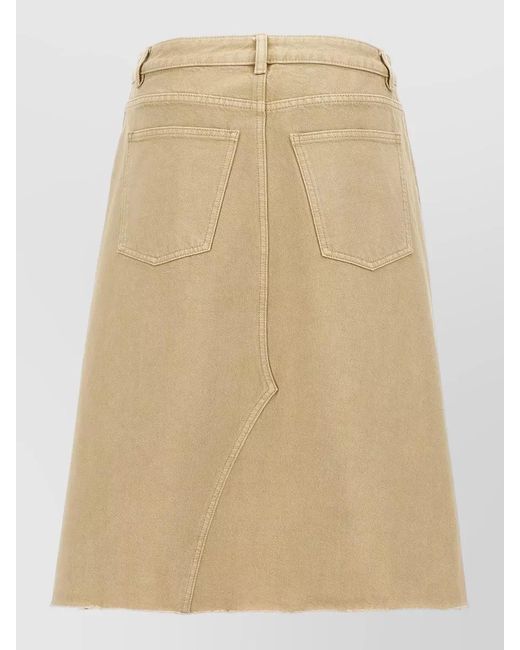 Tory Burch Natural Midi Skirt Belt Loops Back Pockets